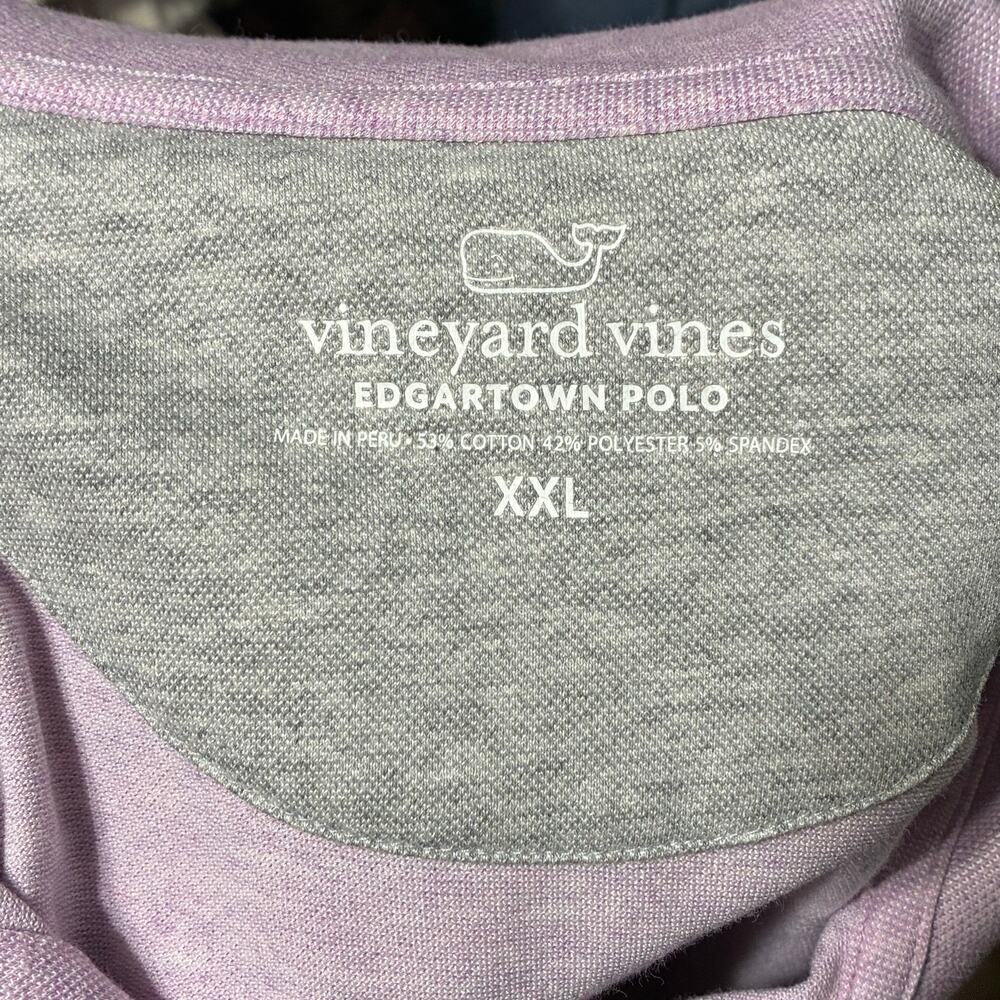 New Vineyard Vines Mens Edgartown Pique Polo Heather Purple XXL Whale Preppy - Picture 3 of 5